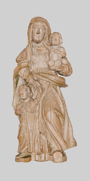 Sculpture - Group in a wooden tabernacle - Blessed Virgin Mary with Jesus